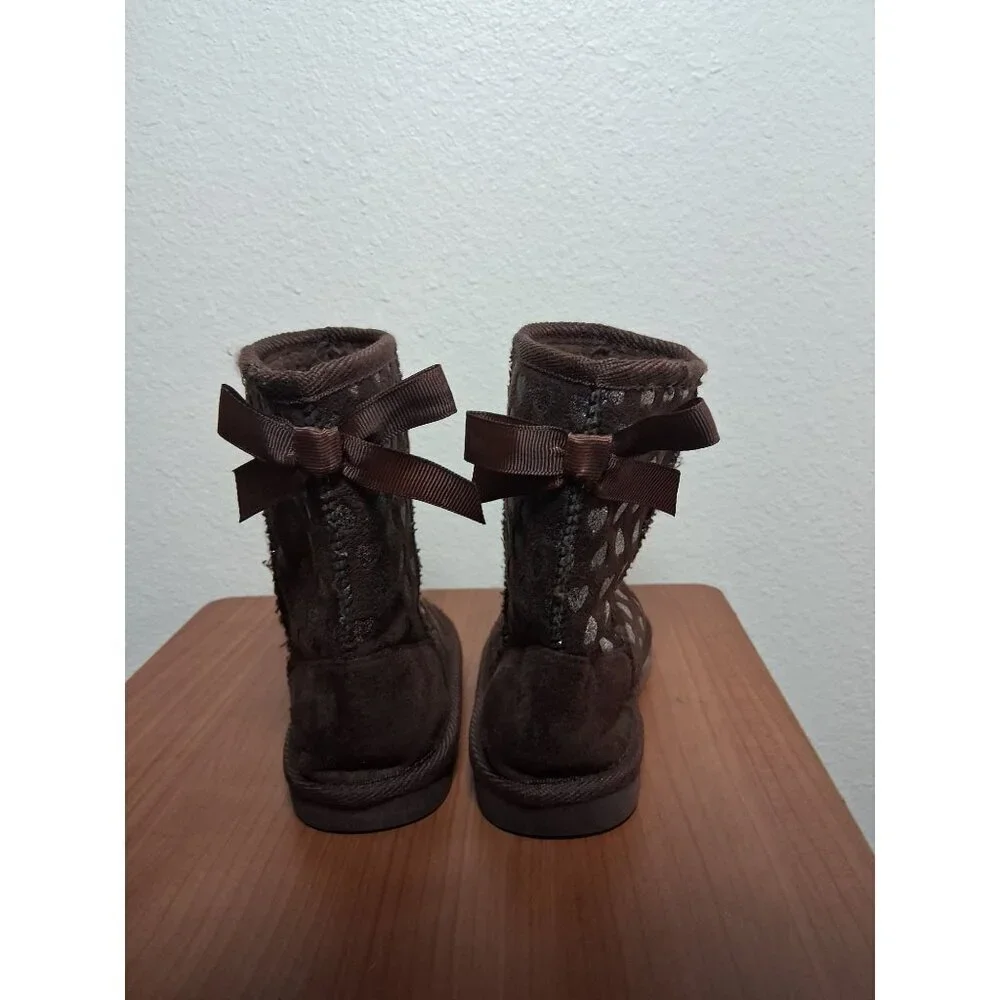 Ameta Boots Winter Brown Silver Toddler Girls Size 8